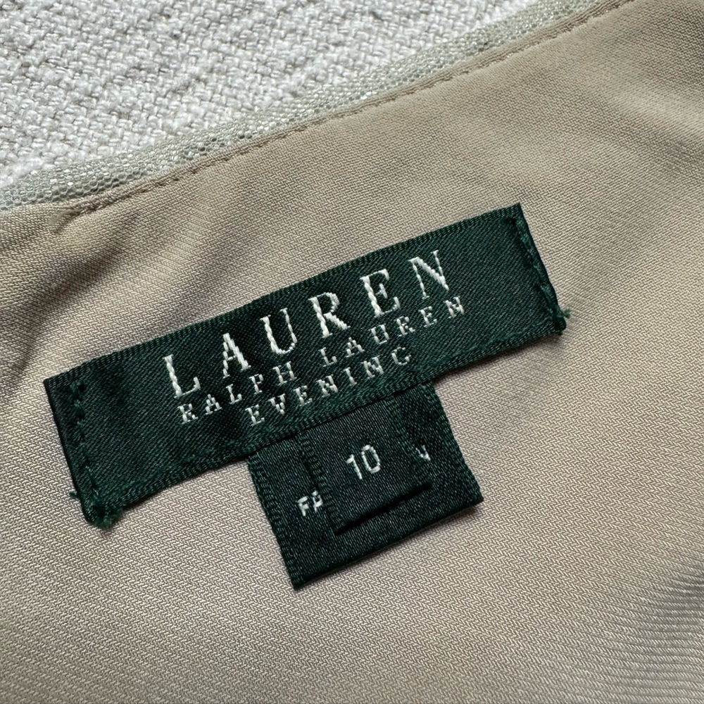 Lauren Ralph Lauren Silver Cream Sequin Full Length Gown Maxi Dress 10 Festive - Picture 7 of 9